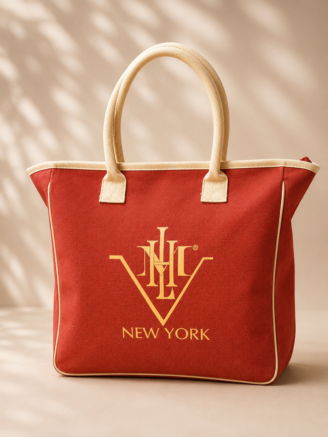 HML New York Tote Cream trim Jute
