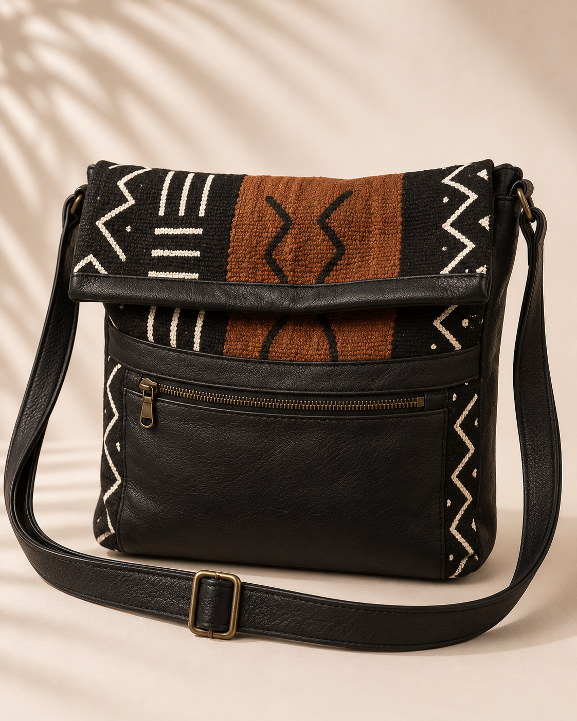 Mud Cloth & Lamb Skin Bag *Claude Jay Designs