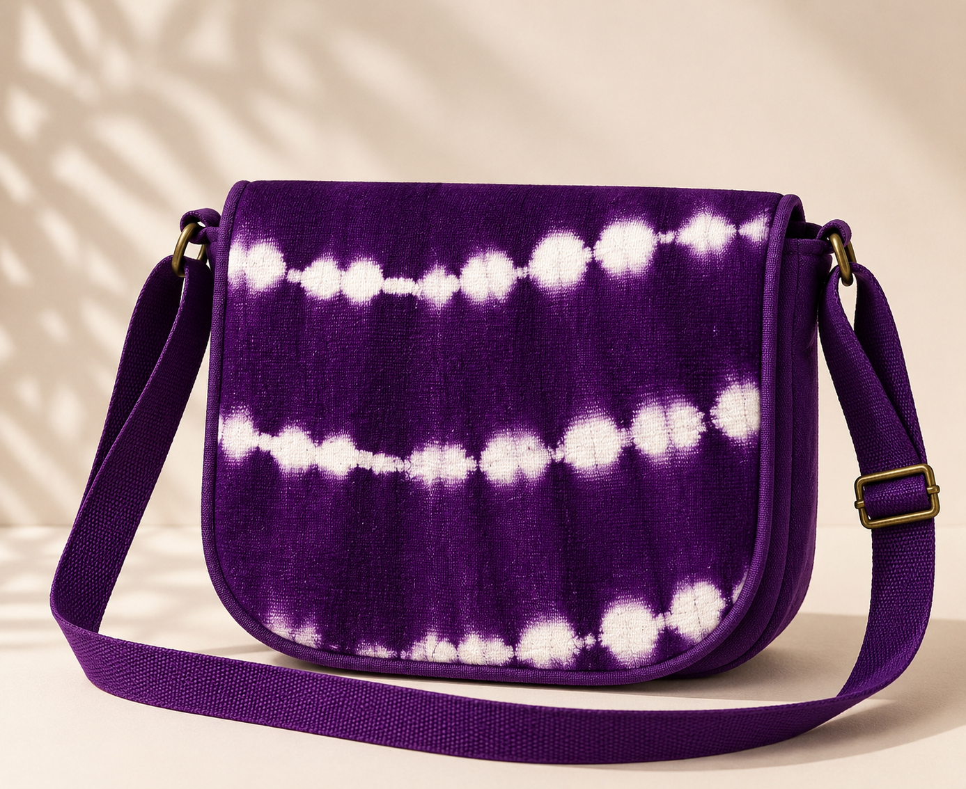 Purple Mud Cloth Cross Shoulder Bag